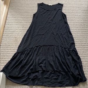 Black midi high-low dress.